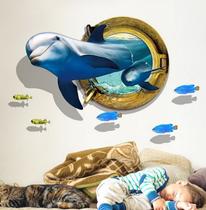 Adesivos de parede 3D Dolphin Ocean Animal PVC 60x90cm