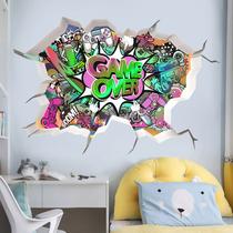 Adesivos de parede 3D Game Over Cartoon Gaming Breakthrough 40x60cm Adesivos de parede 3D Game Over Cartoon Gaming Breakthrough 40x60cm