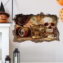 Adesivos de parede 3D Halloween Pirate Treasure Skull 30x90cm Adesivos de parede 3D Halloween Pirate Treasure Skull 30x90cm