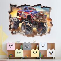 Adesivos de parede 3D Monster Truck Broken Wall Effect 35x45cm Adesivos de parede 3D Monster Truck Broken Wall Effect 35x45cm