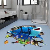 Adesivos de parede 3D Ocean Shark Cartoon Sea Life 60x90cm PVC