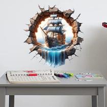 Adesivos de parede 3D Pirate Ship Broken Wall Effect PVC 29,5 x 29,5 cm Adesivos de parede 3D Pirate Ship Broken Wall Effect PVC 29,5 x 29,5 cm