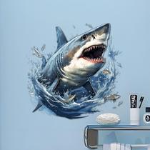Adesivos de parede 3D Shark Ocean Predator Jumping Out of Water Adesivos de parede 3D Shark Ocean Predator Jumping Out of Water