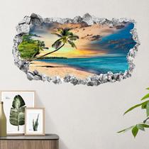 Adesivos de parede 3D Sunset Beach Tropical Palm Tree 56x32cm Adesivos de parede 3D Sunset Beach Tropical Palm Tree 56x32cm