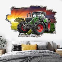 Adesivos de parede 3D Tractor Farm Vehicle Broken Wall 60x40cm Adesivos de parede 3D Tractor Farm Vehicle Broken Wall 60x40cm