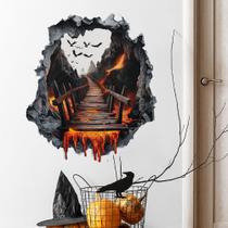 Adesivos de parede 3D Volcano Bridge Burning Lava Path com pássaros voadores Adesivos de parede 3D Volcano Bridge Burning Lava Path com pássaros voadores