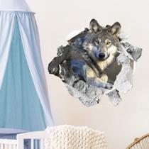 Adesivos de parede 3D Wolf Realistic Animal Breakthrough PVC Adesivos de parede 3D Wolf Realistic Animal Breakthrough PVC