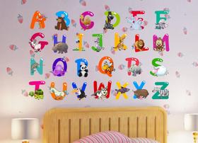 Adesivos de parede ABC Alphabet, desenhos animados, animais educacionais Adesivos de parede ABC Alphabet, desenhos animados, animais educacionais