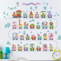 Adesivos de parede Alphabet Train Cartoon Animal PVC 30x90cm