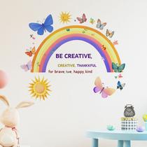 Adesivos de parede Arco-Íris com Sol e Borboletas em PVC 30x60cm