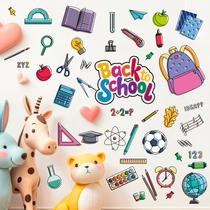 Adesivos de parede Back to School Cartoon Classroom PVC 40x59cm