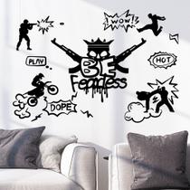 Adesivos de parede Be Fearless Cartoon Gaming Action Decalques