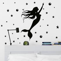 Adesivos de parede Bubble Mermaid Black Silhouette PVC 30x59cm