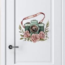 Adesivos de parede Câmera vintage Floral Rose Art Decalques Vin