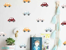 adesivos de parede carrinhos miniaturas - Senhorita Decor