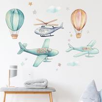 Adesivos de parede Cartoon Airplane Hot Air Balon PVC 30x90cm