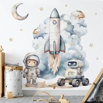 Adesivos de parede Cartoon Astronaut Rocket Space Robot PVC