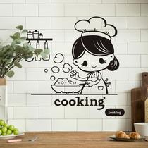 Adesivos de parede Cartoon Chef Girl Kitchen Cooking Design