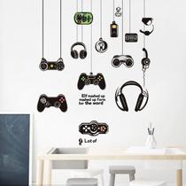 Adesivos de parede Cartoon Game Controller Headset PVC 30x60cm