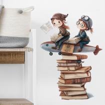 Adesivos de parede Cartoon Pilot Kids Reading PVC 33,5 x 59,5 cm