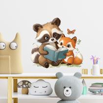 Adesivos de parede Cartoon Raccoon and Fox PVC 30x30cm