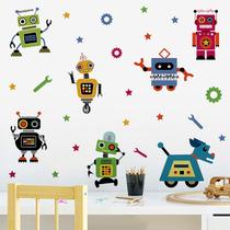Adesivos de parede Cartoon Robot Kids Room Wallpaper 6 folhas