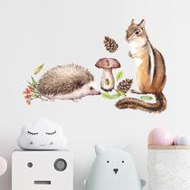 Adesivos de parede Cartoon Squirrel and Hedgehog Forest 20x30cm