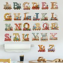 Adesivos de parede Cartoon Train Alphabet A a Z Educational