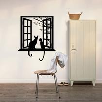 Adesivos de parede Cat Window Tree Branch PVC 43x52cm removíveis