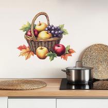 Adesivos de parede Cesta de frutas colorida em PVC de uva de maçã 29x29cm