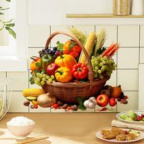 Adesivos de parede Cesta de frutas em PVC vegetal colorido 29,5 x 24,5 cm
