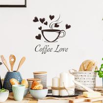 Adesivos de parede Coffee Love Xícara de café em PVC Heart Steam 30x30cm Adesivos de parede Coffee Love Xícara de café em PVC Heart Steam 30x30cm