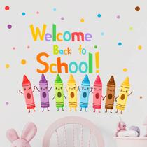 Adesivos de parede Colorful Crayon Cartoon Back to School 40x59cm