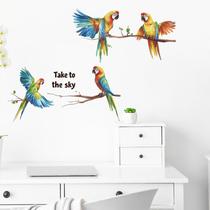 Adesivos de parede Colorful Parrot Cartoon Bird PVC 30x90cm