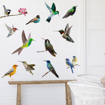 Adesivos de parede coloridos de beija-flor em PVC 30x90cm - Genéricos