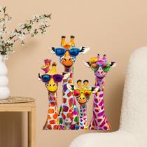 Adesivos de parede coloridos de girafa, desenho animado, animal, PVC 29,5 x 29,5 cm