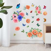 Adesivos de parede coloridos, florais e borboletas, autoadesivos em PVC