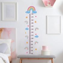 Adesivos de parede com gráfico de altura Desenho animado com tema de arco-íris para crianças