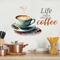 Adesivos de parede Creative Coffee Cup A vida começa depois do café