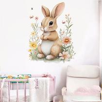 Adesivos de parede Cute Bunny Adorable Rabbit Flower Design Adesivos de parede Cute Bunny Adorable Rabbit Flower Design