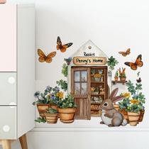 Adesivos de parede Cute Bunny Rabbit and Butterfly 40x30cm PVC