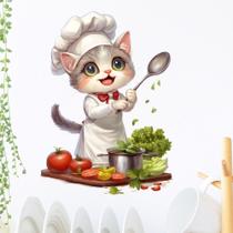Adesivos de parede Cute Cartoon Cat Chef Adorable Kitty Cooking