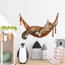 Adesivos de parede Cute Cat in Hammock Cartoon Kitty Sleeping