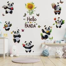 Adesivos de parede Cute Panda Cartoon com girassóis 40x60cm PVC