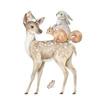 Adesivos De Parede De Animais De Desenho Animado Para Quarto Infantil Sika Deer Fox Rabbit Decoração