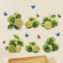 Adesivos de parede de limão e borboleta, frutas frescas, PVC, 30x60cm