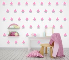 Adesivos de parede decorativo triângulos rosa claro e cinza claro 78 unidades Adesivos de parede decorativo triângulos rosa claro e cinza claro 78 unidades