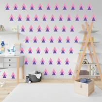 Adesivos de parede decorativo triângulos rosa claro e lilas lavanda 78 unidades