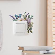 Adesivos de parede decorativos Floral Butterfly Switch Green Leave