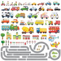 Adesivos de parede DECOWALL The Road and Cars Kids SG3-1404P1405